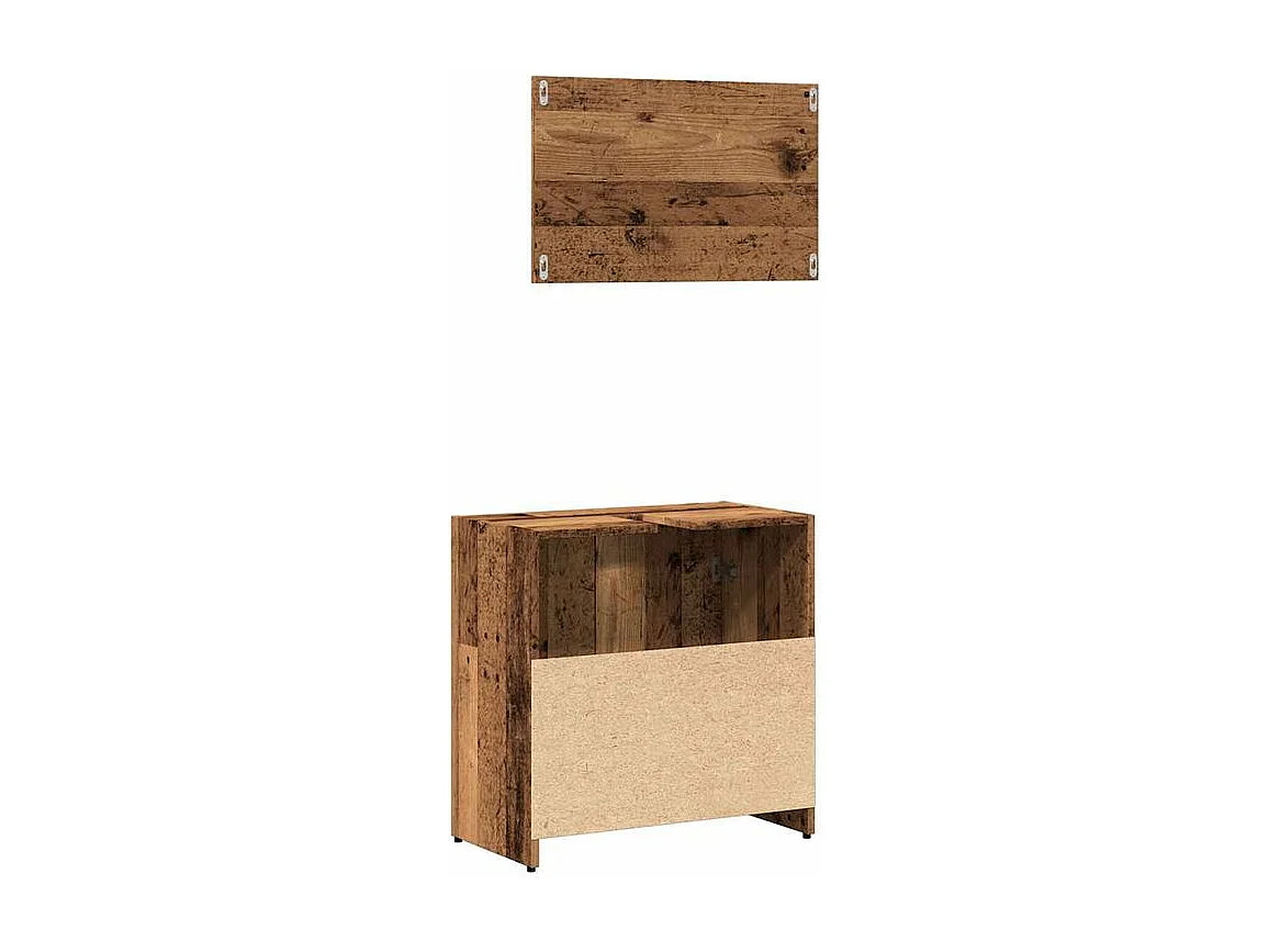 Armoire de salle de bain et miroir vieux bois bois d'ingénierie