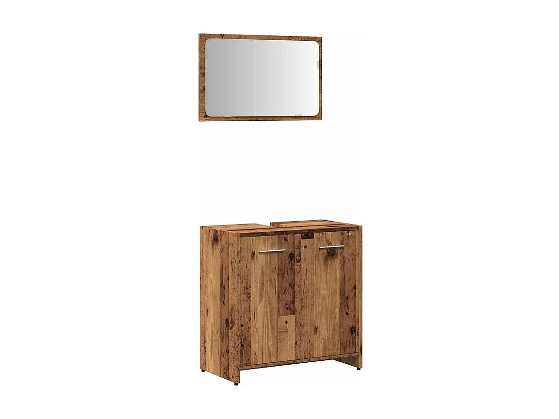 Armoire de salle de bain et miroir vieux bois bois d'ingénierie
