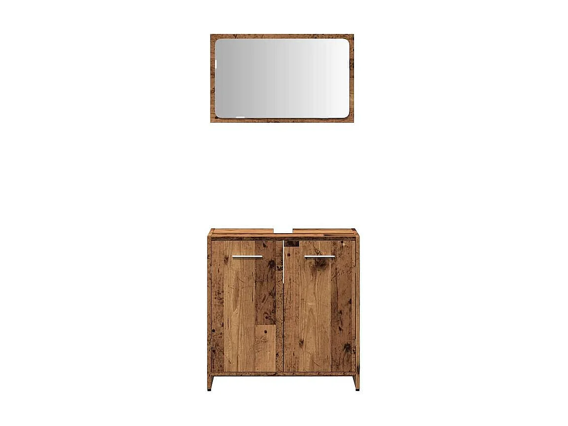 Armoire de salle de bain et miroir vieux bois bois d'ingénierie