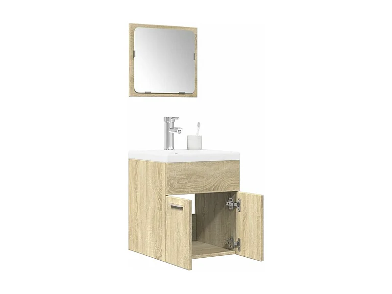 Ensemble de meubles de salle de bain 3 pcs chêne sonoma