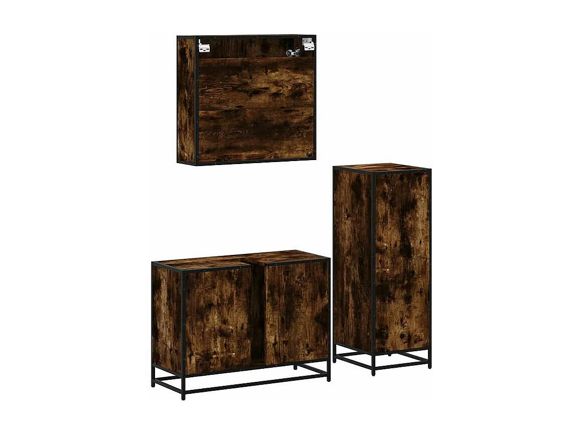 Ensemble de meubles de salle de bain 3 pcs Chêne fumé