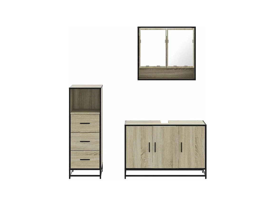 Ensemble de meubles de salle de bain 3 pcs chêne sonoma