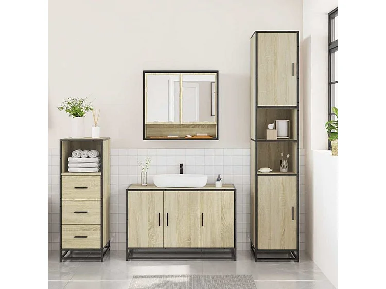 Ensemble de meubles de salle de bain 3 pcs chêne sonoma