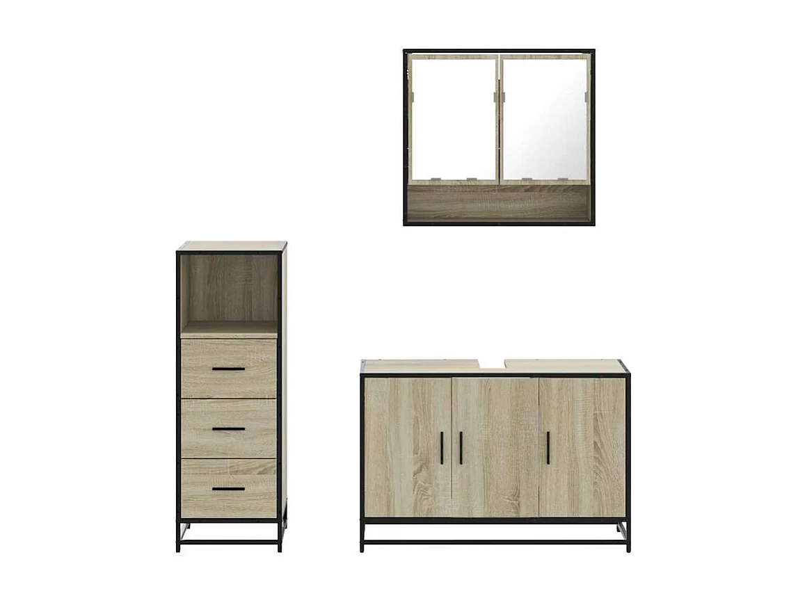 Ensemble de meubles de salle de bain 3 pcs chêne sonoma