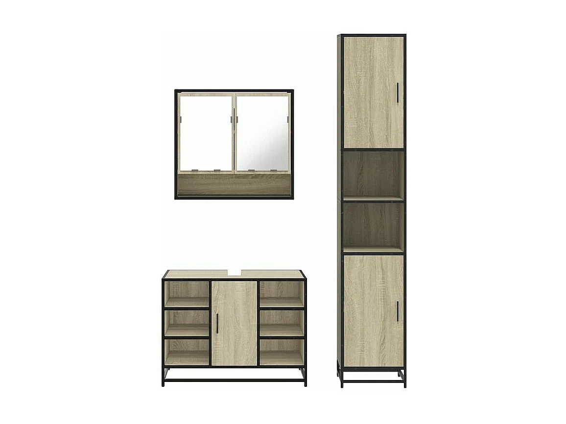 Ensemble de meubles de salle de bain 3 pcs chêne sonoma