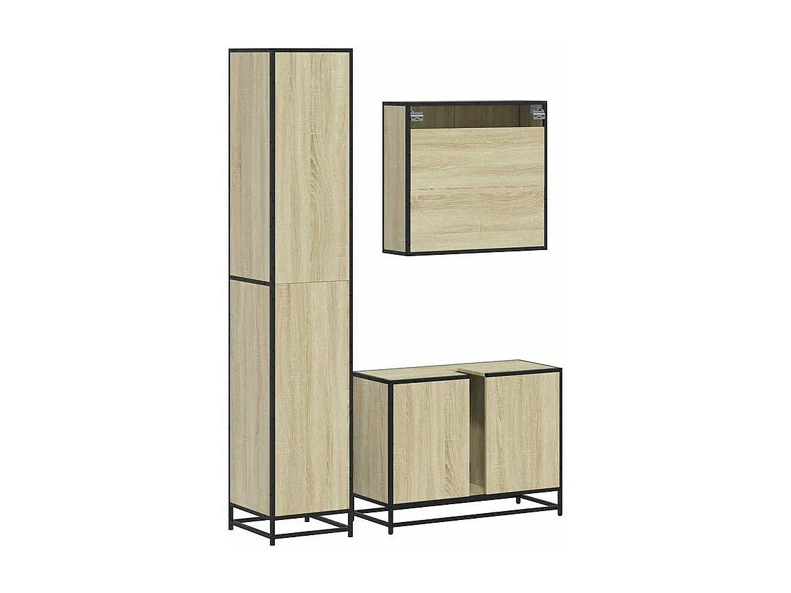 Ensemble de meubles de salle de bain 3 pcs chêne sonoma