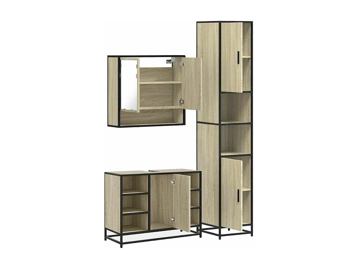 Ensemble de meubles de salle de bain 3 pcs chêne sonoma