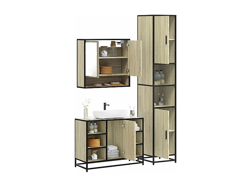 Ensemble de meubles de salle de bain 3 pcs chêne sonoma