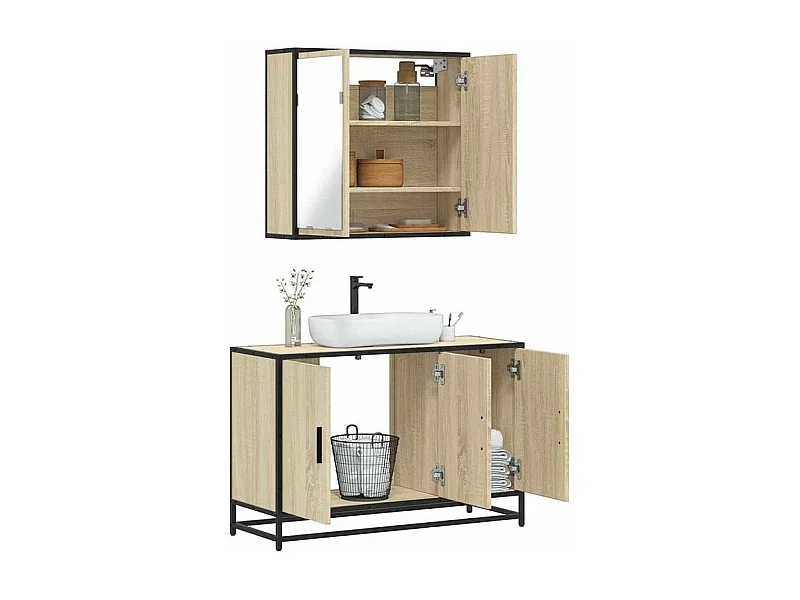 Ensemble de meubles de salle de bain 2 pcs chêne sonoma