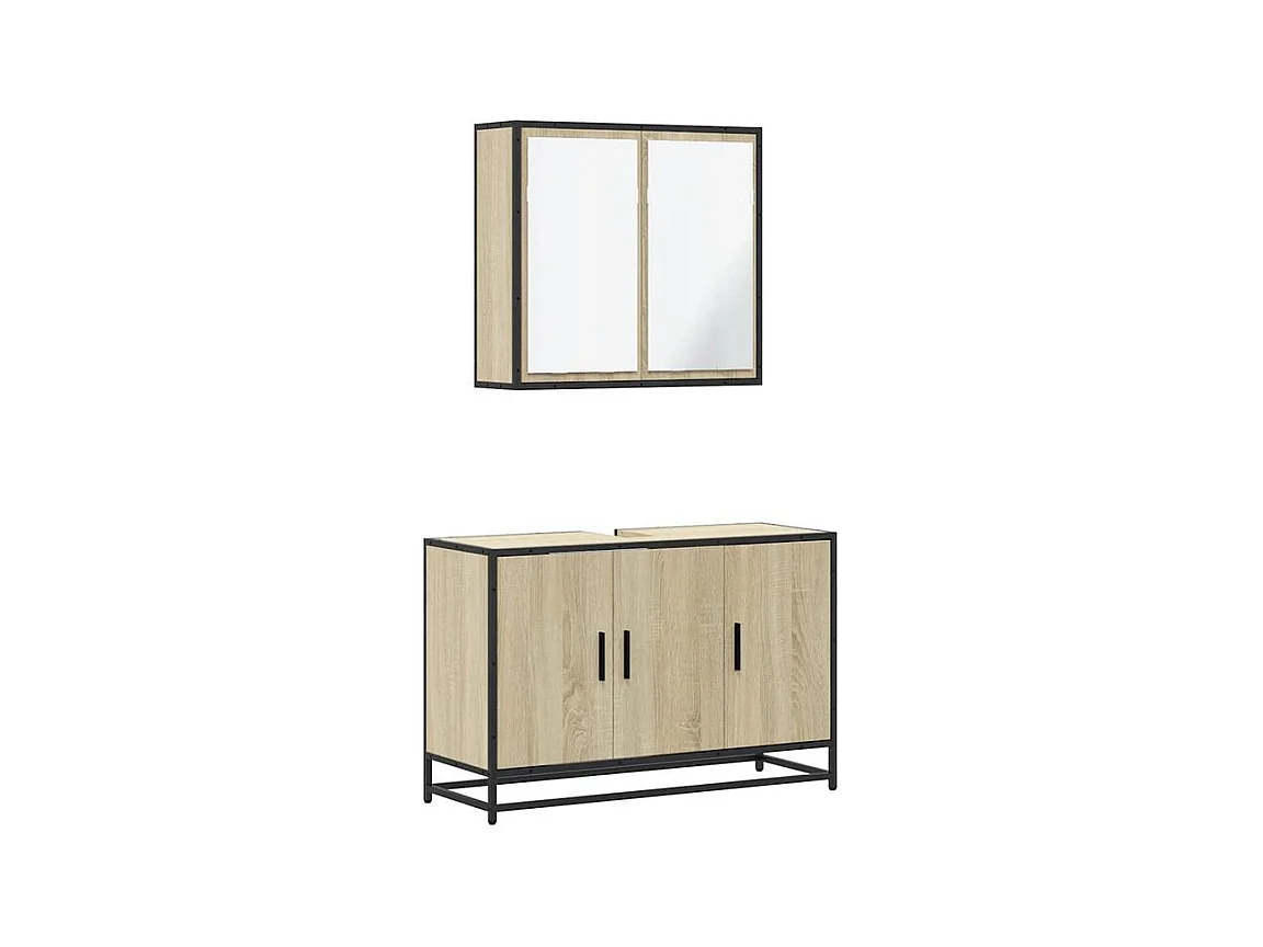 Ensemble de meubles de salle de bain 2 pcs chêne sonoma