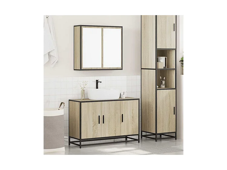 Ensemble de meubles de salle de bain 2 pcs chêne sonoma