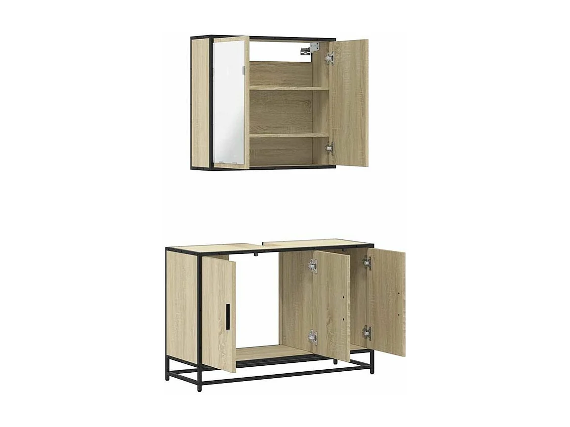 Ensemble de meubles de salle de bain 2 pcs chêne sonoma