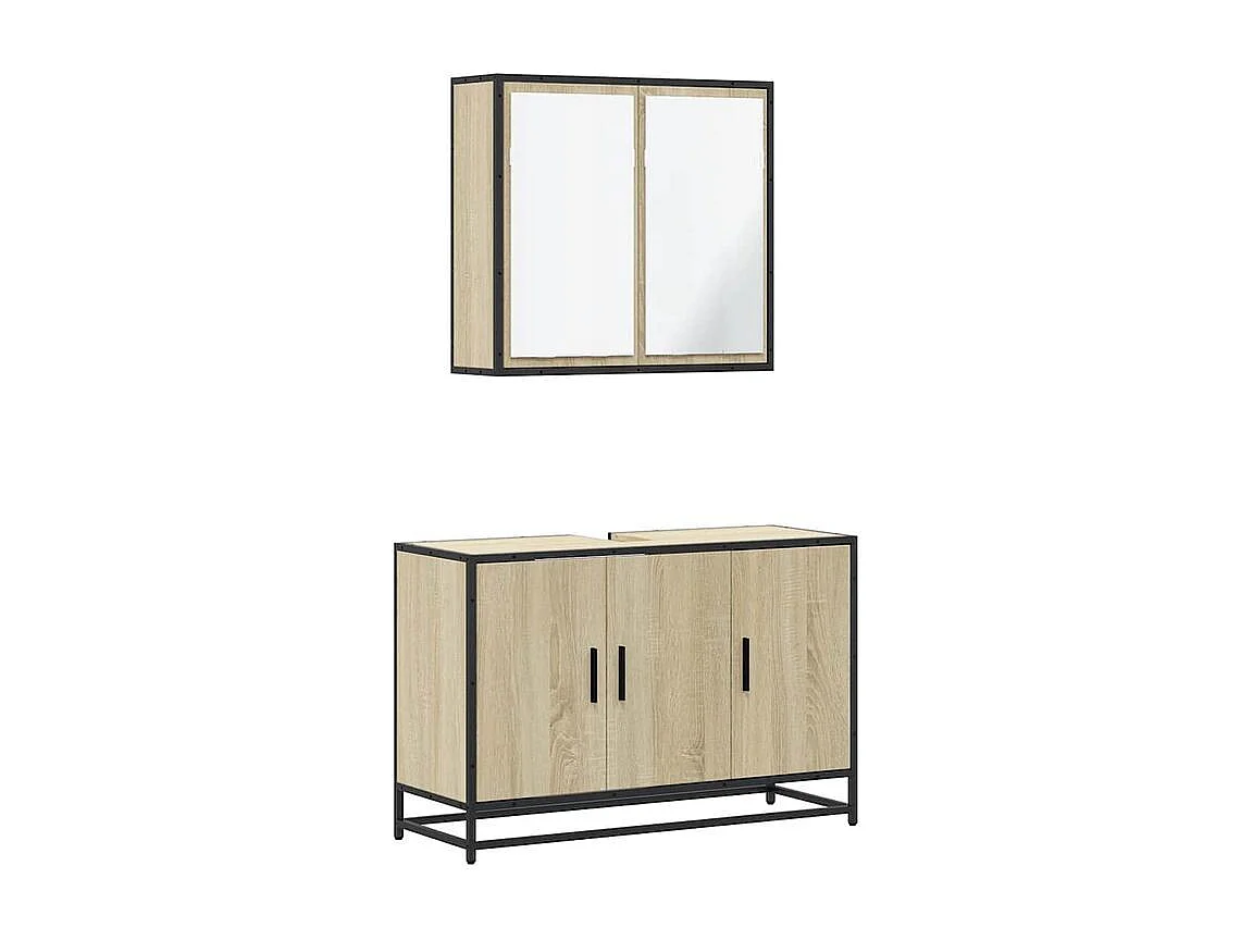 Ensemble de meubles de salle de bain 2 pcs chêne sonoma
