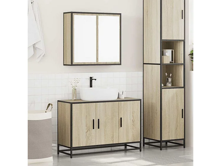 Ensemble de meubles de salle de bain 2 pcs chêne sonoma