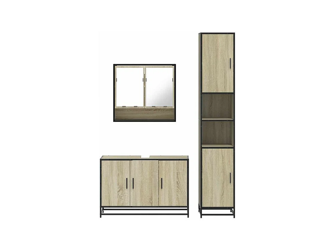 Ensemble de meubles de salle de bain 3 pcs chêne sonoma