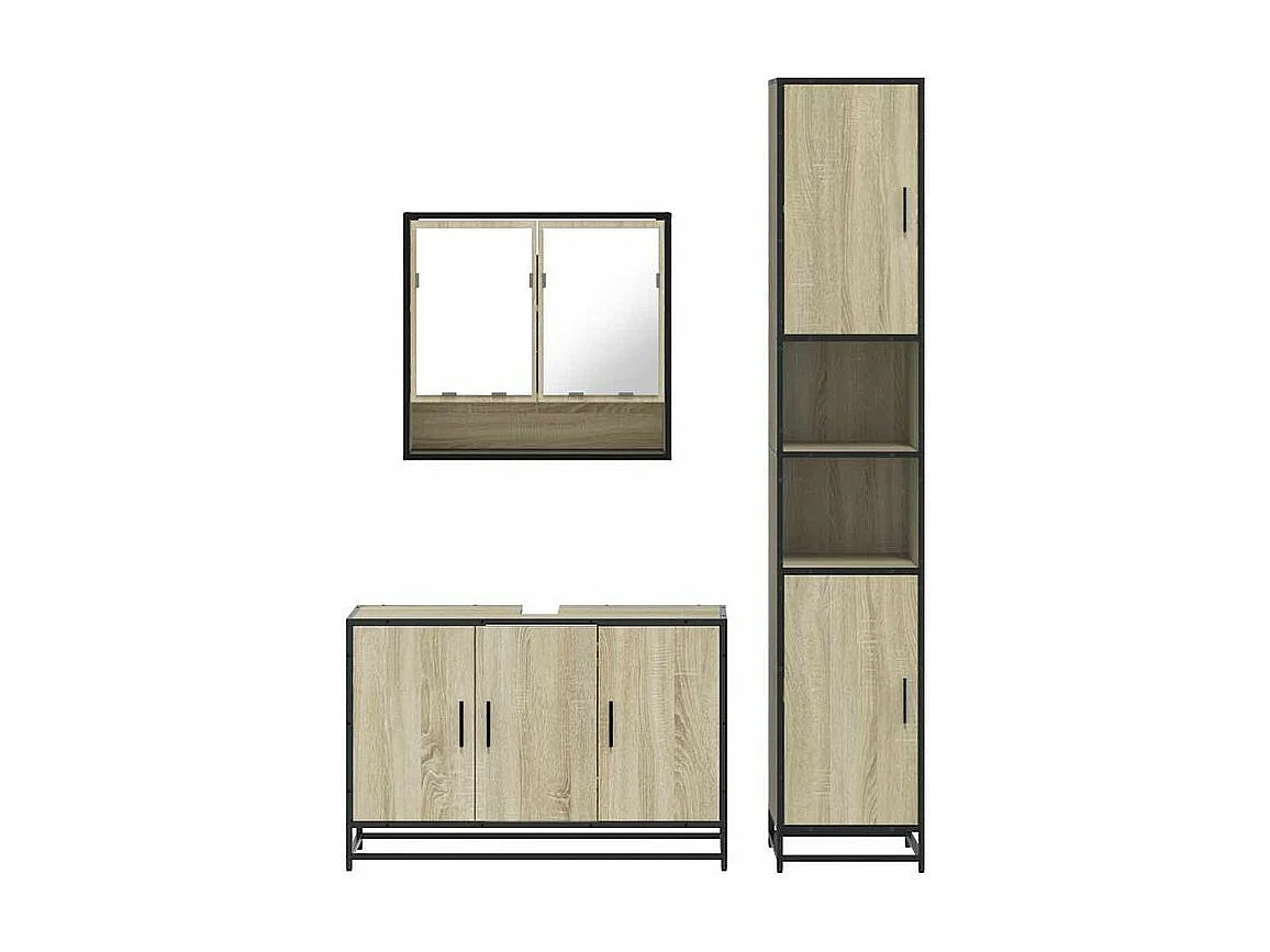 Ensemble de meubles de salle de bain 3 pcs chêne sonoma