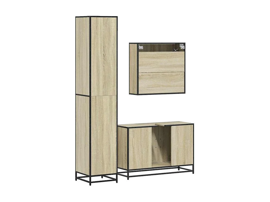 Ensemble de meubles de salle de bain 3 pcs chêne sonoma