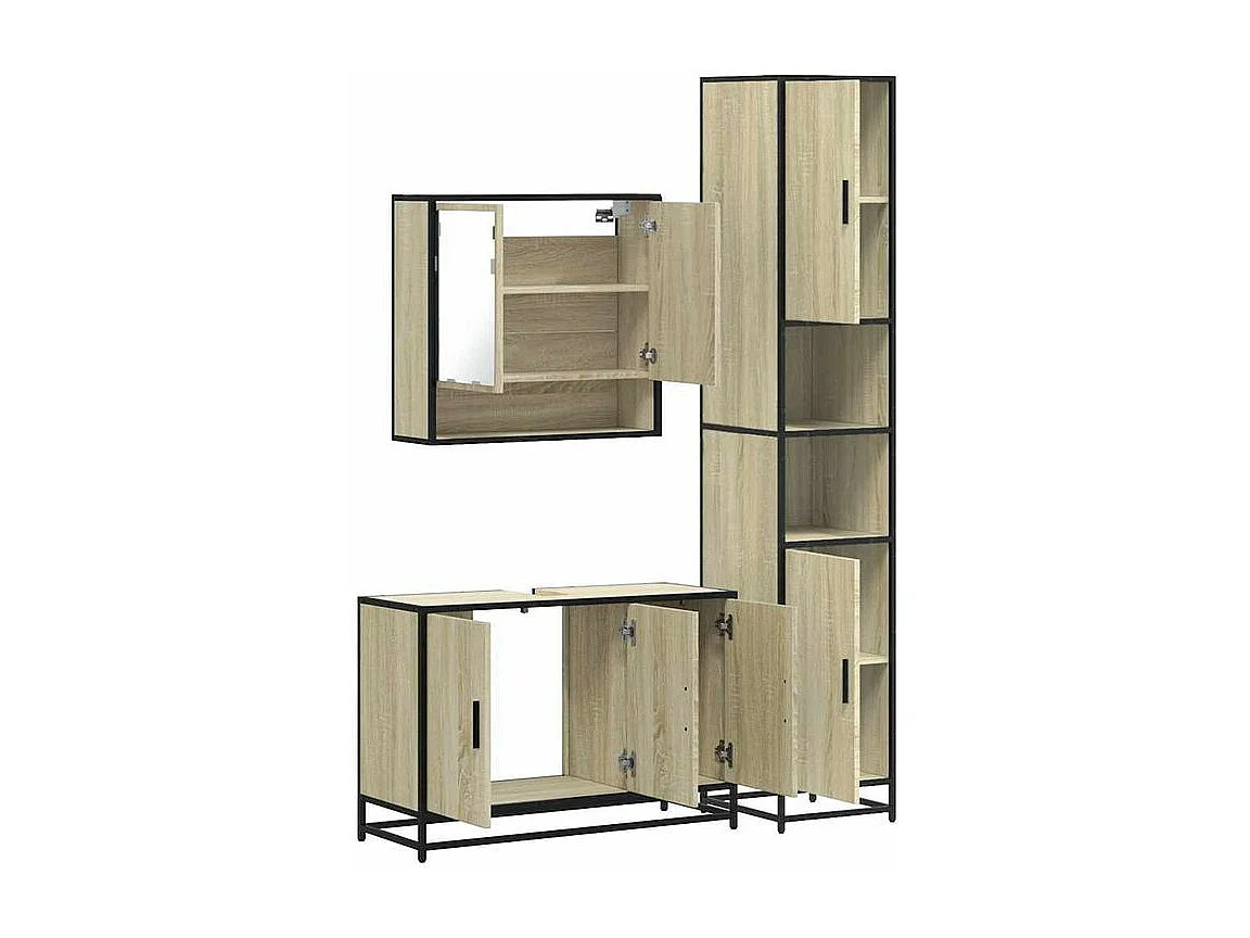 Ensemble de meubles de salle de bain 3 pcs chêne sonoma