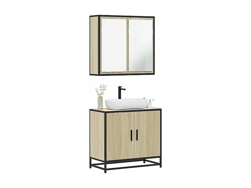 Ensemble de meubles de salle de bain 2 pcs chêne sonoma