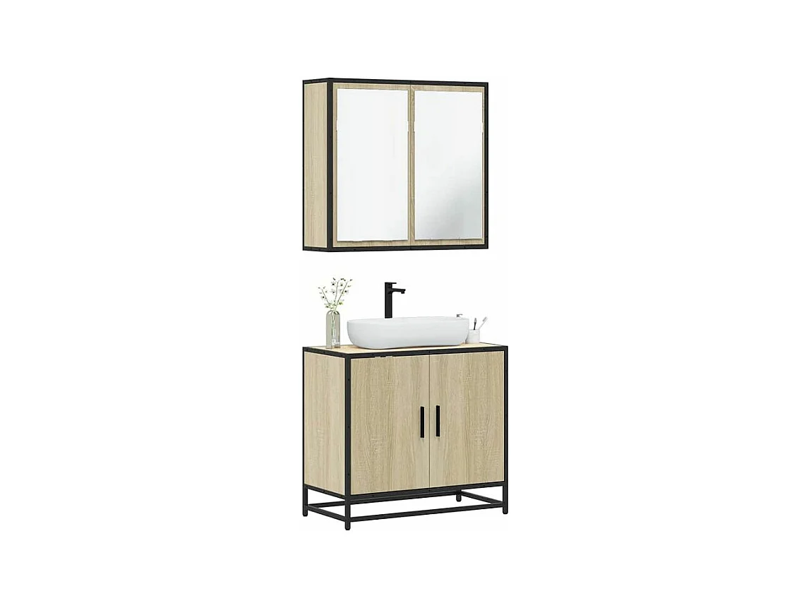 Ensemble de meubles de salle de bain 2 pcs chêne sonoma