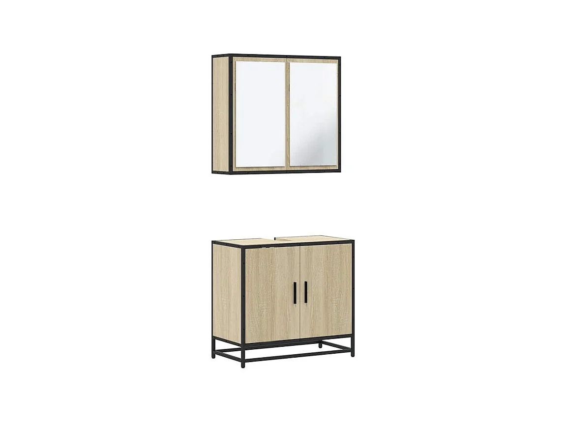 Ensemble de meubles de salle de bain 2 pcs chêne sonoma