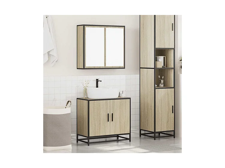 Ensemble de meubles de salle de bain 2 pcs chêne sonoma