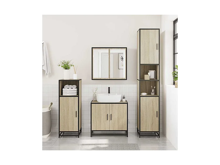 Ensemble de meubles de salle de bain 2 pcs chêne sonoma