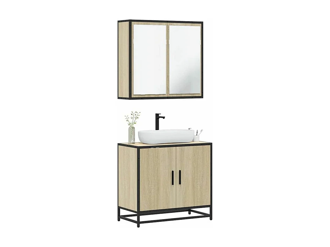 Ensemble de meubles de salle de bain 2 pcs chêne sonoma
