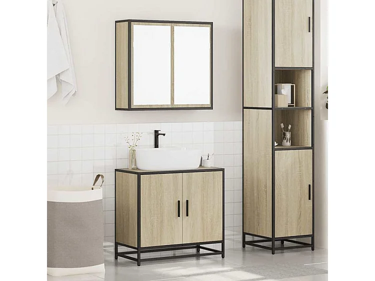 Ensemble de meubles de salle de bain 2 pcs chêne sonoma