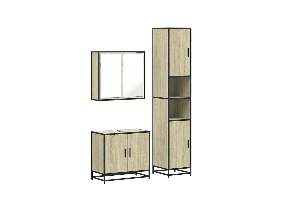 Ensemble de meubles de salle de bain 3 pcs chêne sonoma