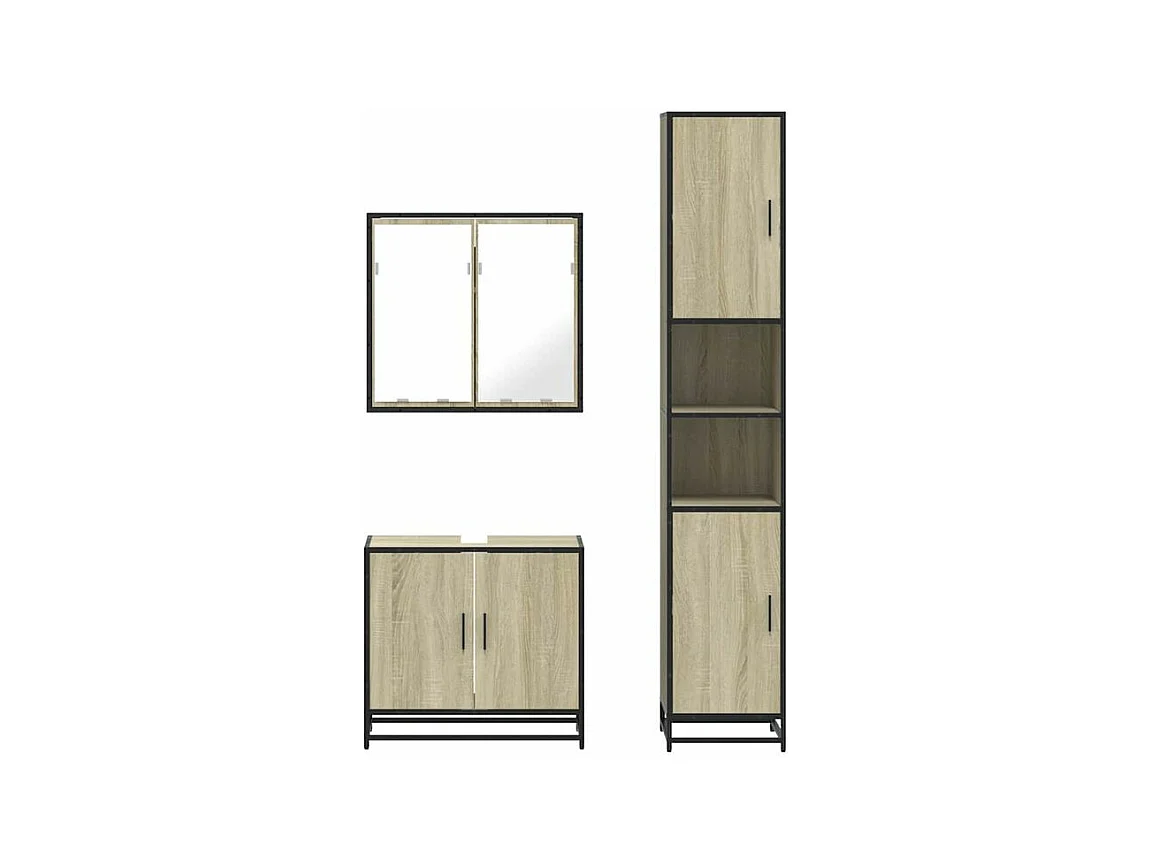 Ensemble de meubles de salle de bain 3 pcs chêne sonoma