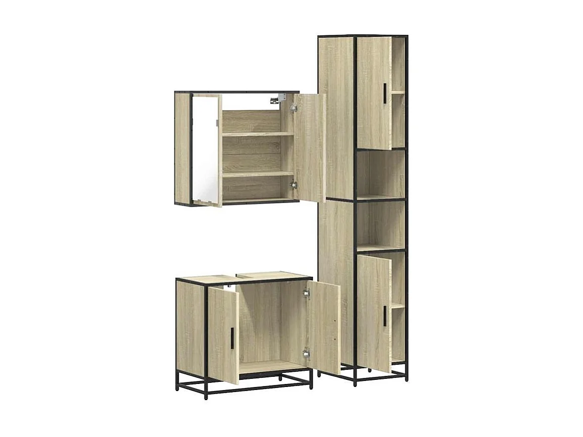 Ensemble de meubles de salle de bain 3 pcs chêne sonoma