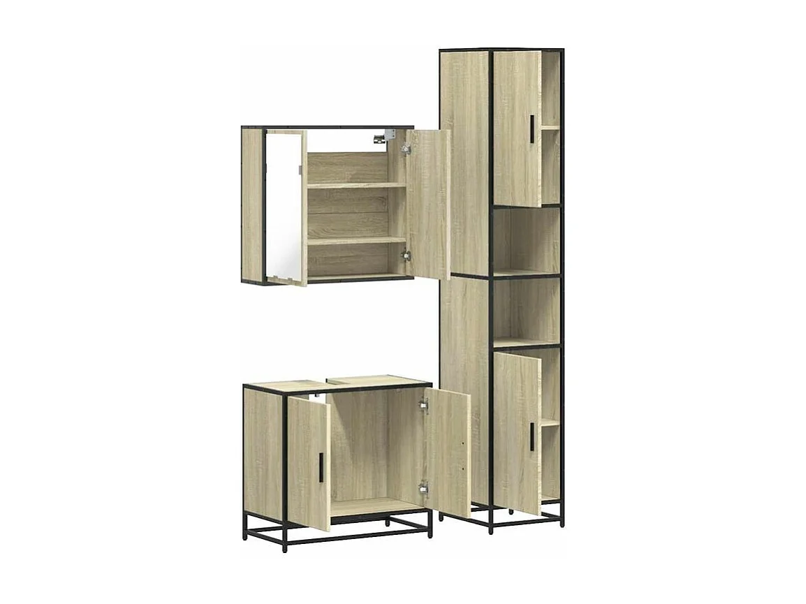 Ensemble de meubles de salle de bain 3 pcs chêne sonoma