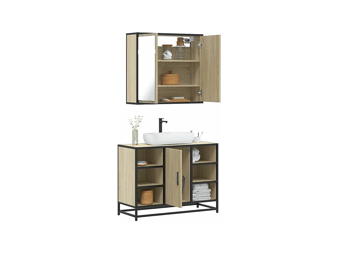 Ensemble de meubles de salle de bain 2 pcs chêne sonoma