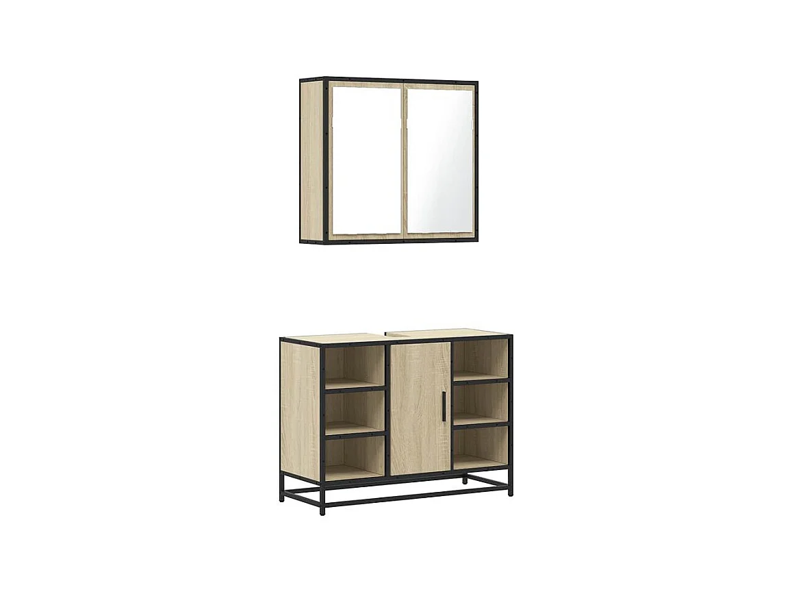 Ensemble de meubles de salle de bain 2 pcs chêne sonoma