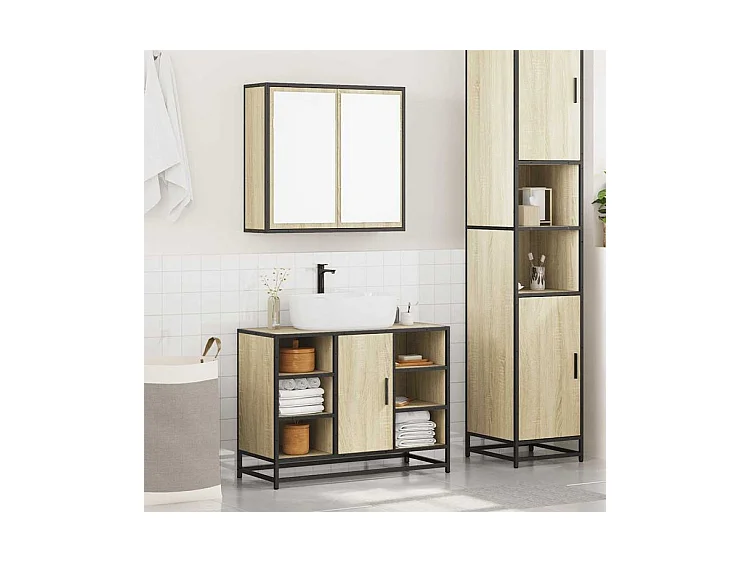 Ensemble de meubles de salle de bain 2 pcs chêne sonoma