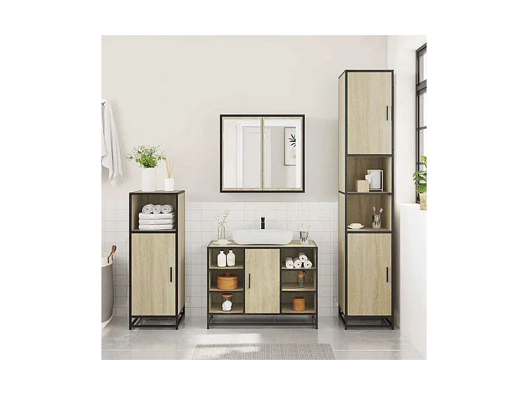 Ensemble de meubles de salle de bain 2 pcs chêne sonoma