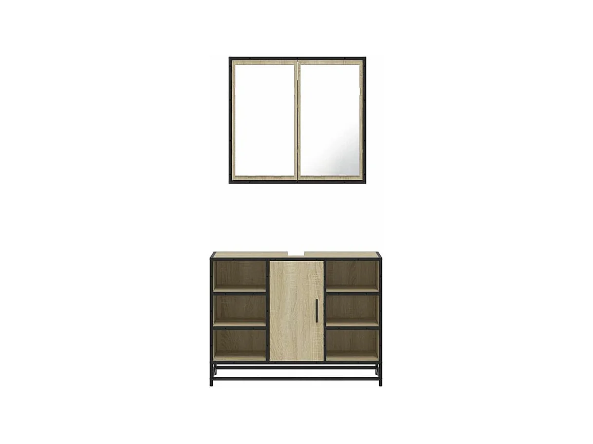 Ensemble de meubles de salle de bain 2 pcs chêne sonoma