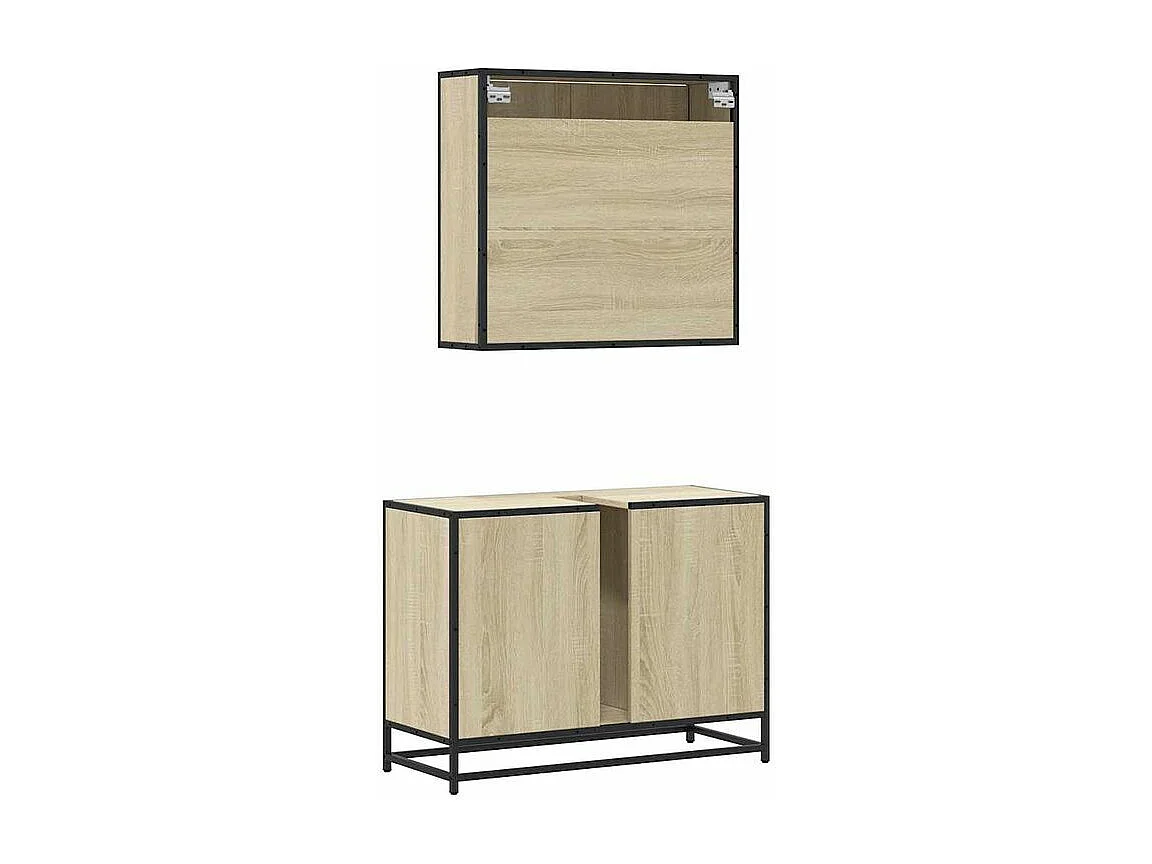 Ensemble de meubles de salle de bain 2 pcs chêne sonoma