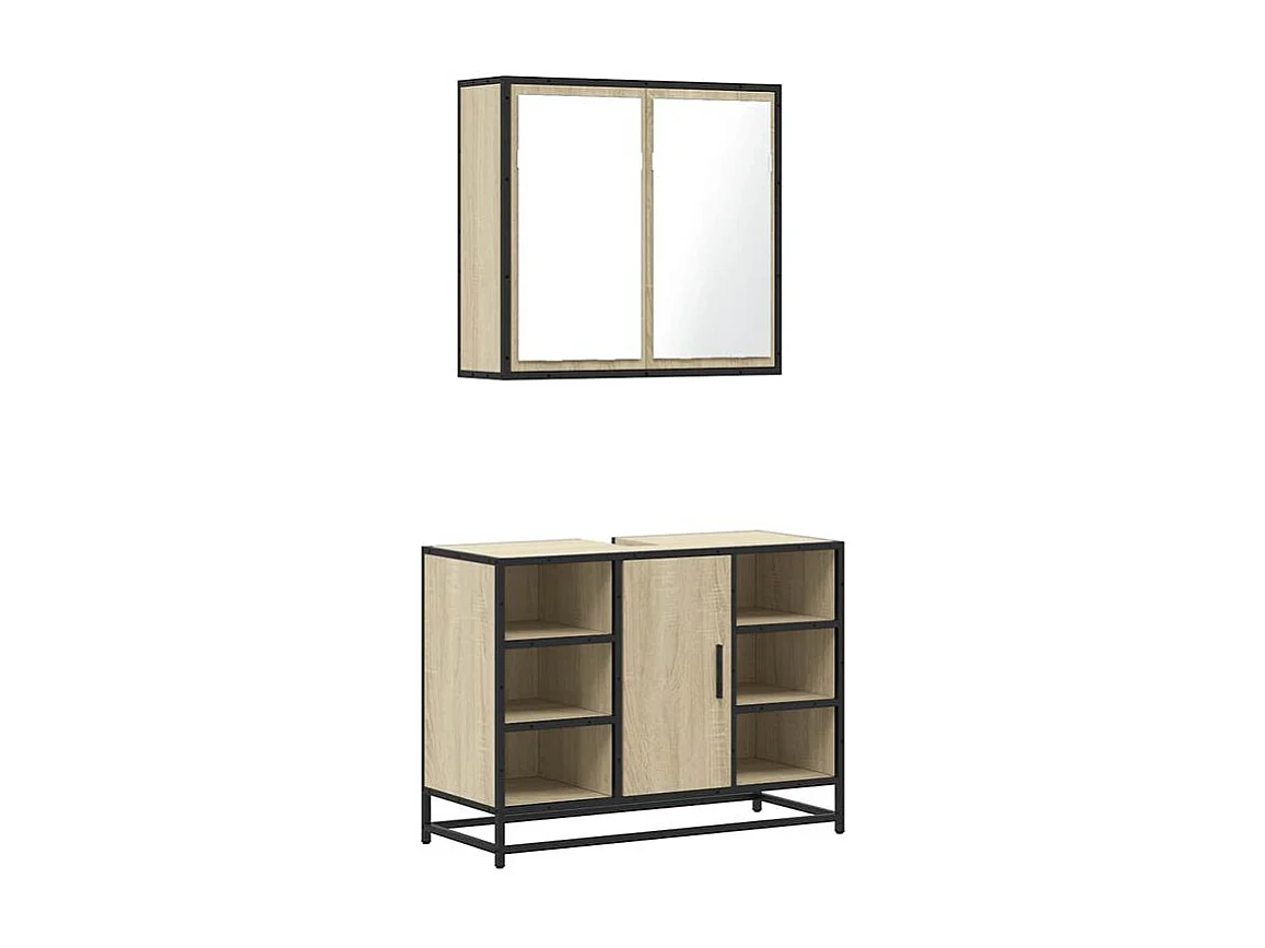 Ensemble de meubles de salle de bain 2 pcs chêne sonoma