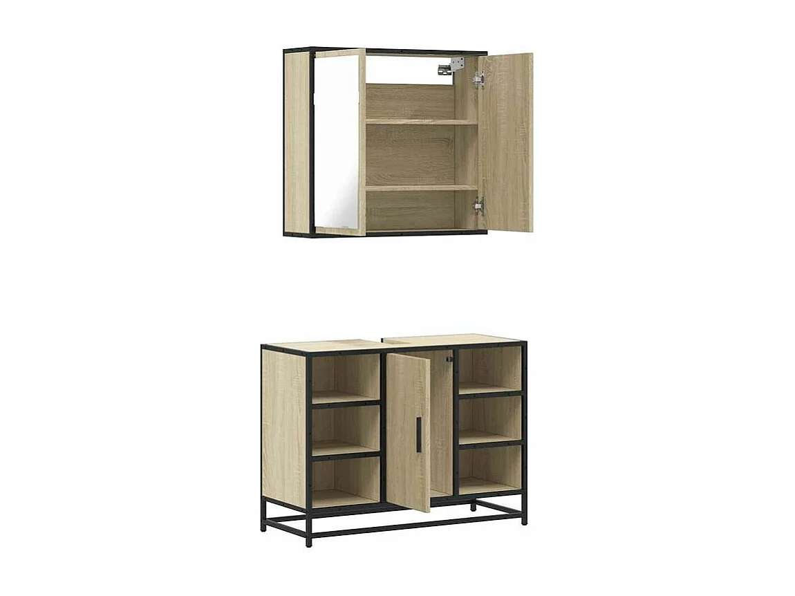 Ensemble de meubles de salle de bain 2 pcs chêne sonoma