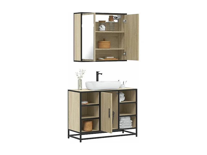 Ensemble de meubles de salle de bain 2 pcs chêne sonoma