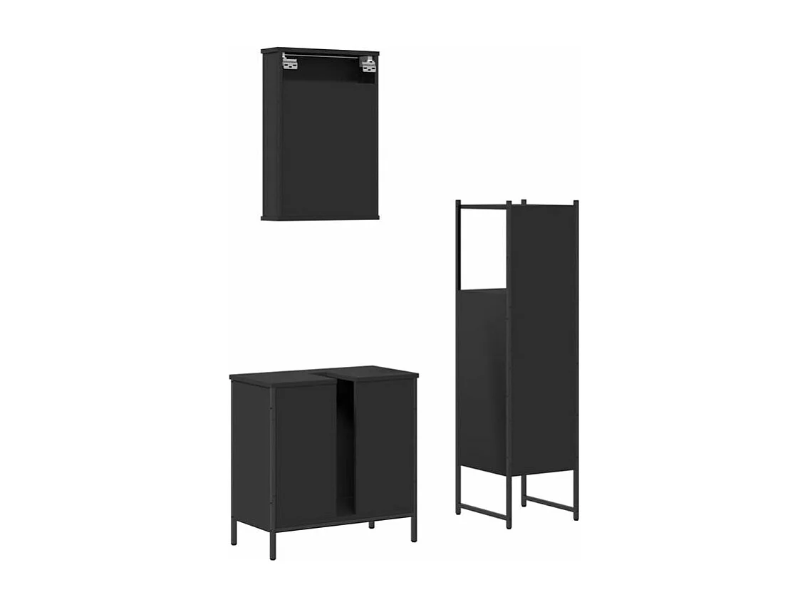 Ensemble de meubles salle de bain 3 pcs noir bois d'ingénierie
