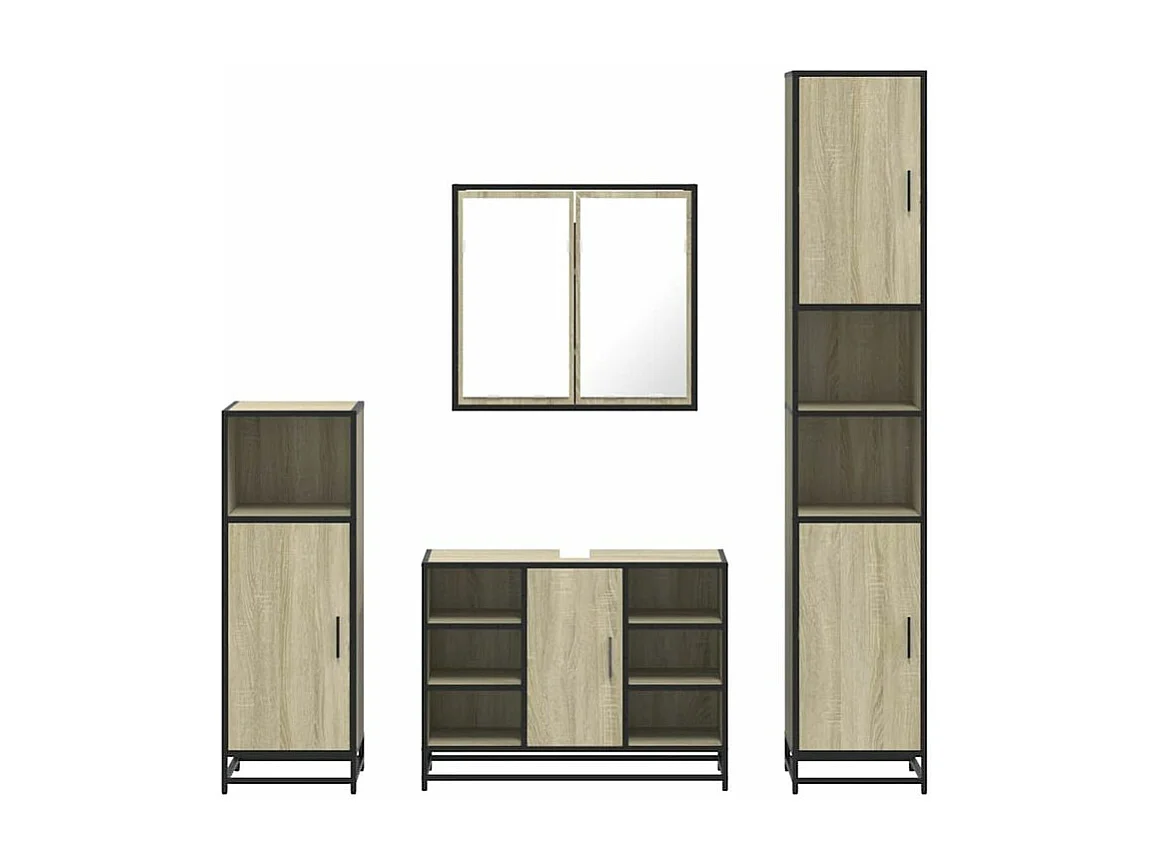 Ensemble de meubles de salle de bain 4 pcs chêne sonoma
