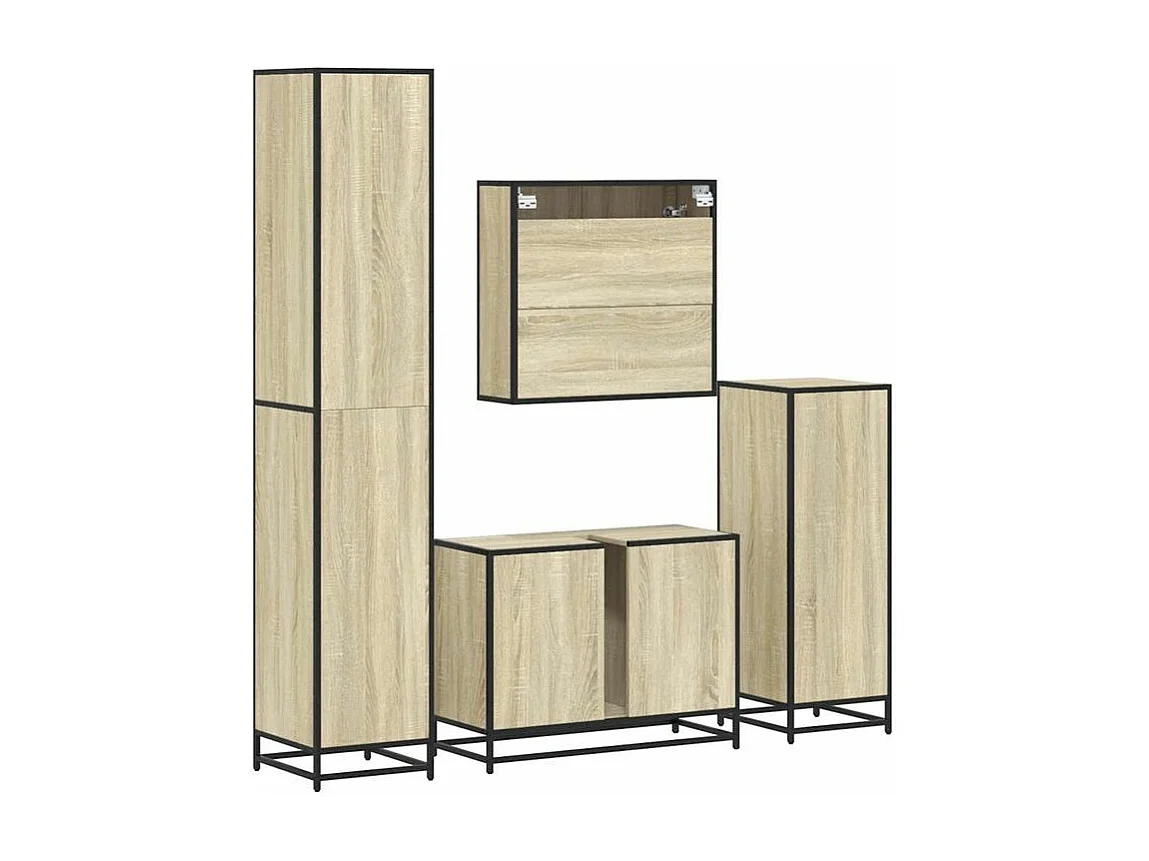 Ensemble de meubles de salle de bain 4 pcs chêne sonoma