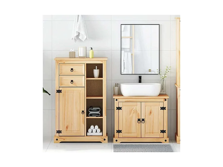 Ensemble de meubles salle de bain 2 pcs Corona bois pin massif