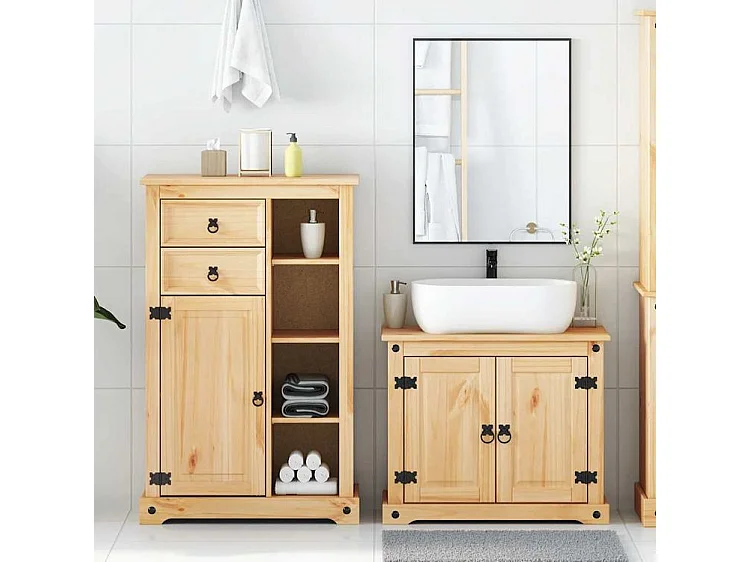 Ensemble de meubles salle de bain 2 pcs Corona bois pin massif