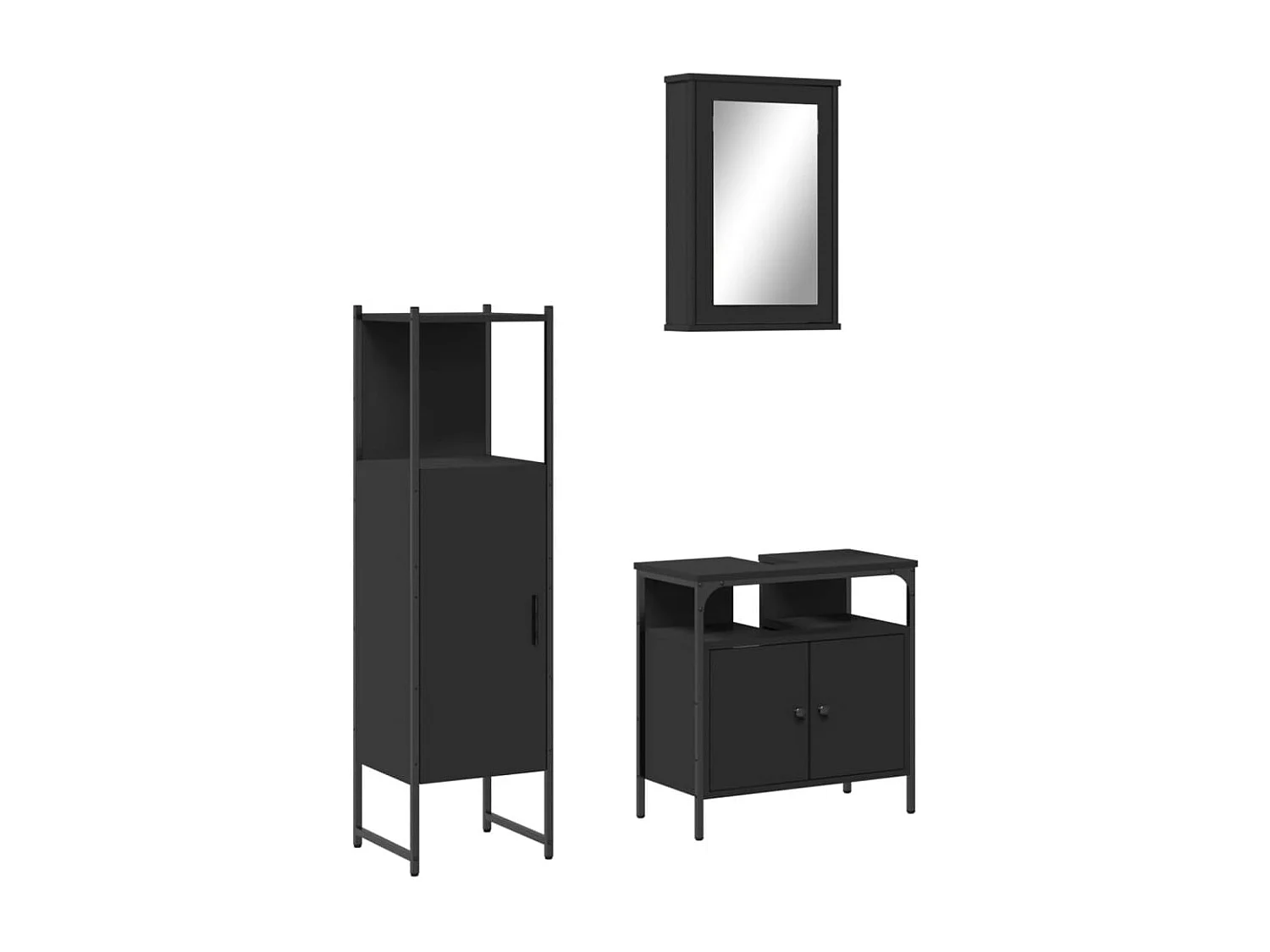 Ensemble de meubles salle de bain 3 pcs noir bois d'ingénierie