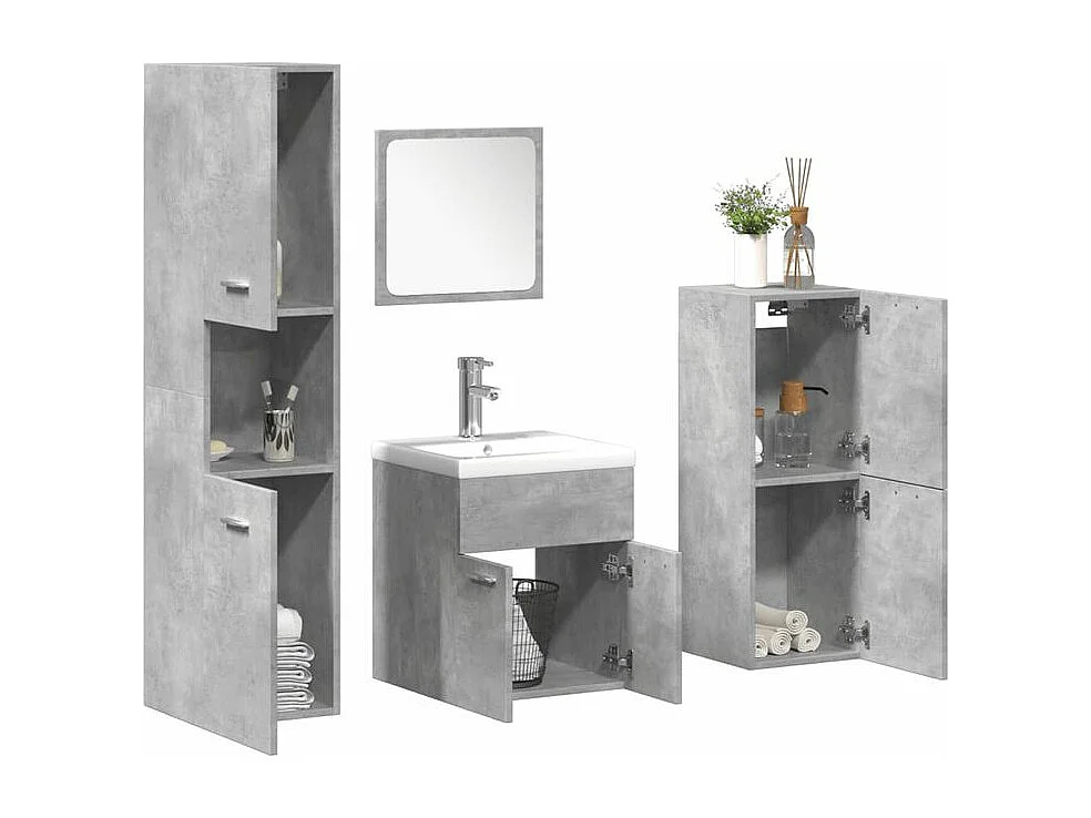 Ensemble de meubles de salle de bain 5 pcs gris béton