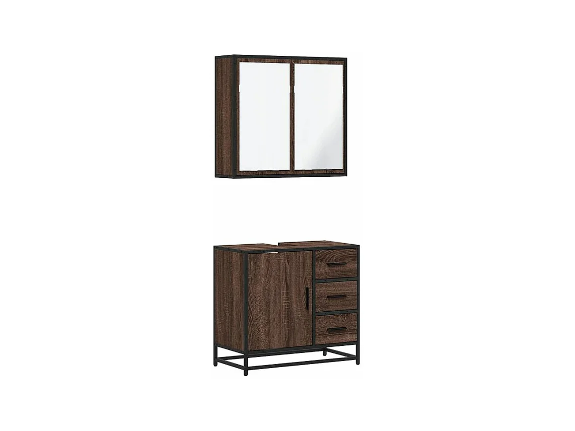 Ensemble de meubles de salle de bain 2 pcs Chêne marron